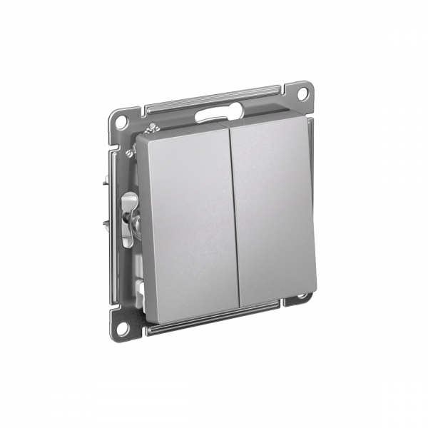 Выключатель двухклавишный ATLASDESIGN схема 5 10АХ механизм алюминий