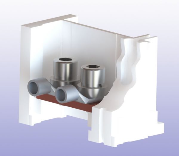 Универсальный комплект крепежа для переднего присоединения медной/алюминиевой шиной или двумя кабелями с кабельными наконечниками М10, (количество 3шт.)