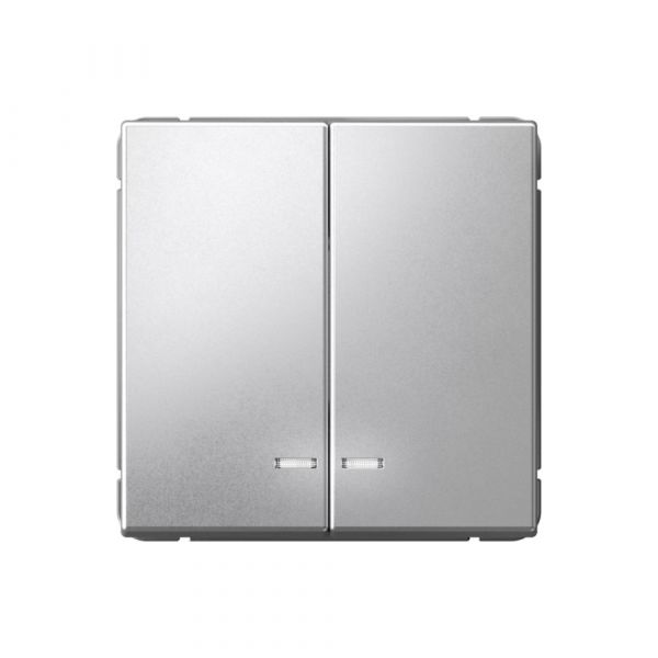 ARTGALLERY 2-клавишный выключатель с подсветкой, сх.5а, 10АХ, механизм, алюминий