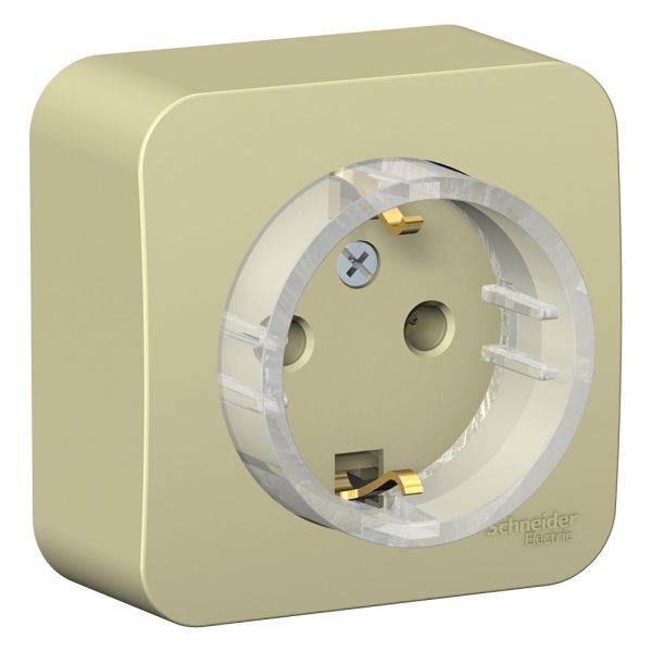 Розетка открытой установки BLANCA с заземлением без шторок, (компакт), с изолирующей пластиной, 16А, 250В, бежевый