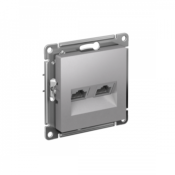 Розетка ATLASDESIGN двойная компьютерная RJ45+RJ45 категория 5E механизм алюминий