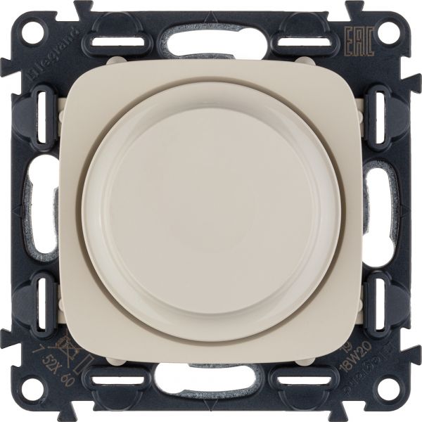 Valena ALLURE Светорегулятор с поворотной ручкой универсальный 300Вт без нейтрали С лицевой панелью Слоновая кость