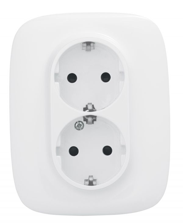 Valena ALLURE Розетка силовая двойная 2х2К+З 16А 250В с лицевой панелью со шторками безвинтовые зажимы белая