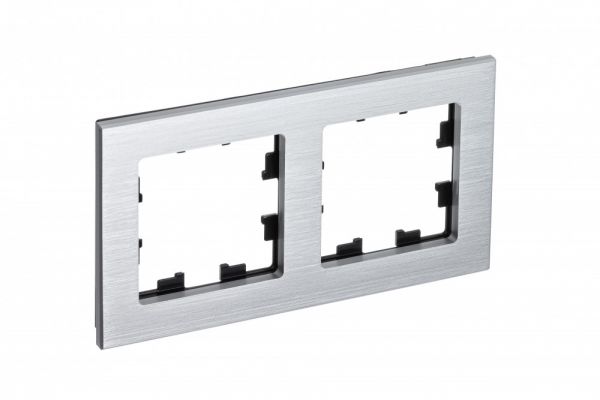 Рамка двухпостовая ATLASDESIGN NATURE, МЕТАЛЛ СЕРЕБРО