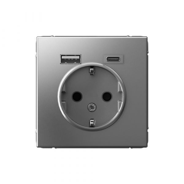 ARTGALLERY розетка 16А с 2 USB A+C, 5В/2,4А/3,0А, 2х5В/1,5А, механизм, сталь