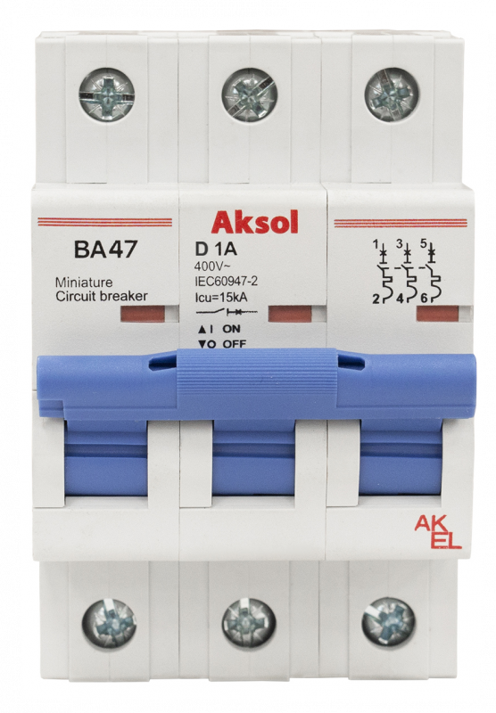 Выключатель автоматический ВА47-MCB-L-AKSOL-3P-D63-AC 3P/63A/D/15кА