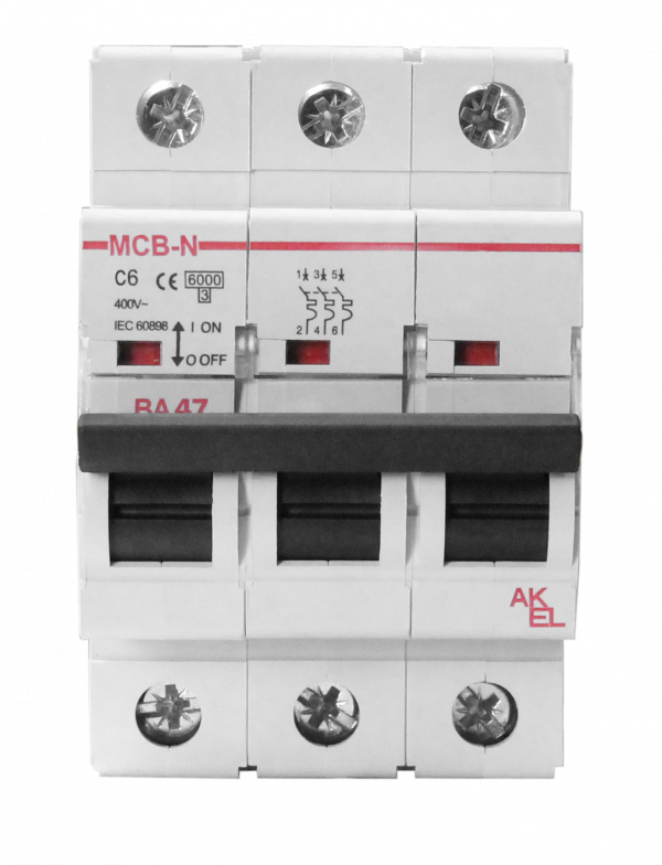 Выключатель автоматический ВА47-MCB-N-3P-C6-AC 3P/6A/C/6кА