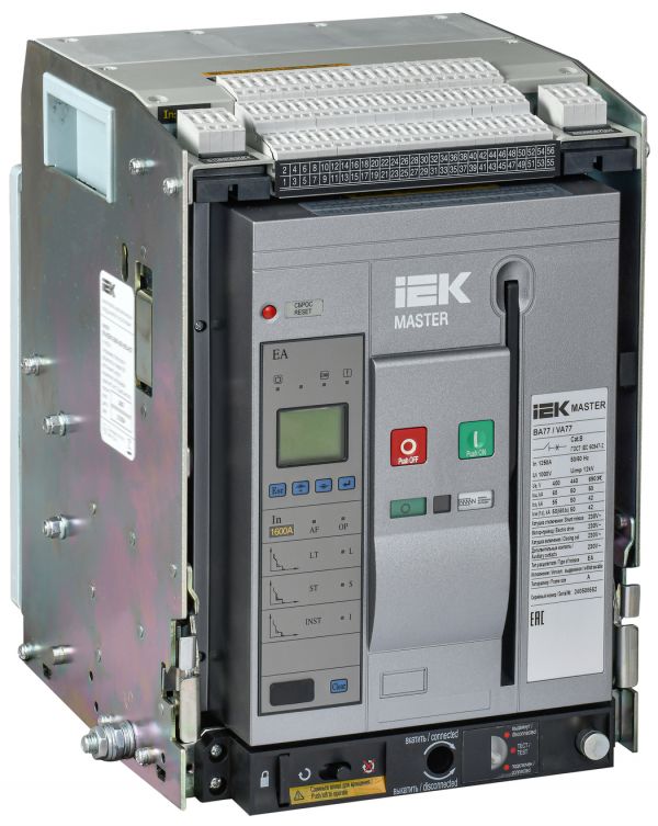 Выключатель автоматический воздушный переменного тока ВА77 выдвижного исполнения 3 полюса типоразмер A 65кА 1250А EA
