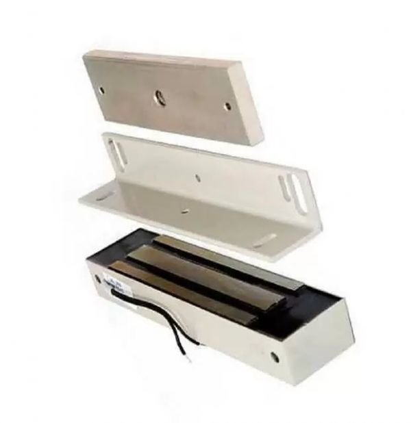 Замок электромагнитный ML-180K с уголком IP67 12В усилие 200 кг белый