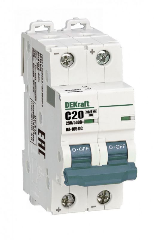 Выключатель автоматический 2P C кривая 20A 500В DC ВА-105