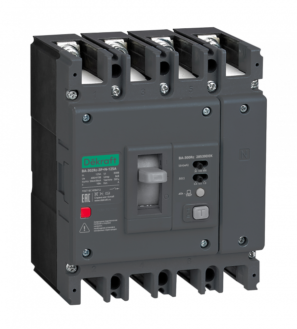 Автоматический выключатель силовой ВА-302Rc Inst 3P+N 100А 50кА 30/100/300мА