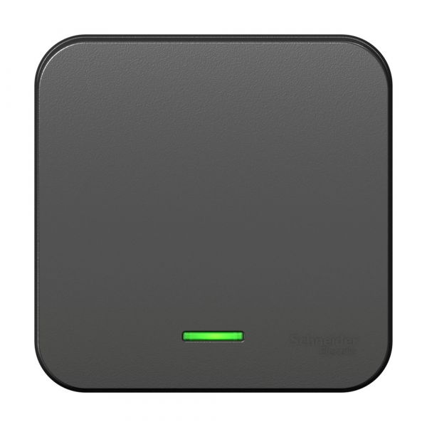 Выключатель одноклавишный наружный BLАNCА (cх.1) с подсветкой, с изолирующей пластиной, 10А, 250В, антрацит