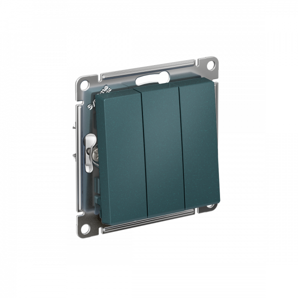 Выключатель трехклавишный ATLASDESIGN схема 1+1+1 10АХ механизм изумруд