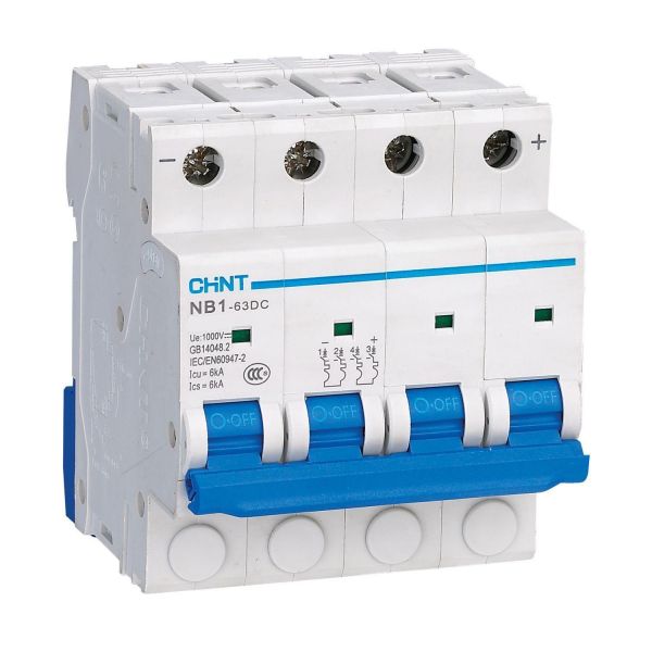 Выключатель автоматический 4P 4А C 6кА 1000В DC NB1-63DC