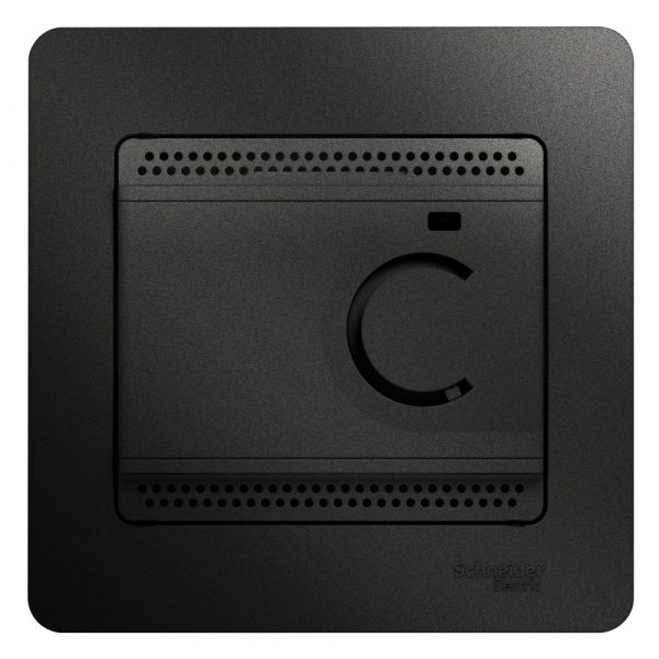 GLOSSA Термостат электронный теплого пола с датчиком 10A антрацит в сборе