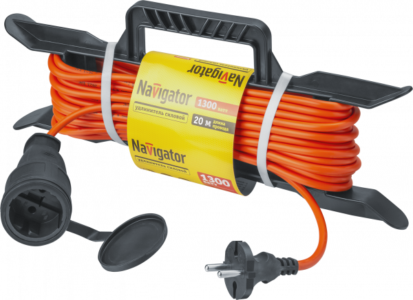 Удлинитель силовой NPE-F-20-X-2x0.75 на рамке б/з 20м ПВС 2х0,75 1300 Вт IP44