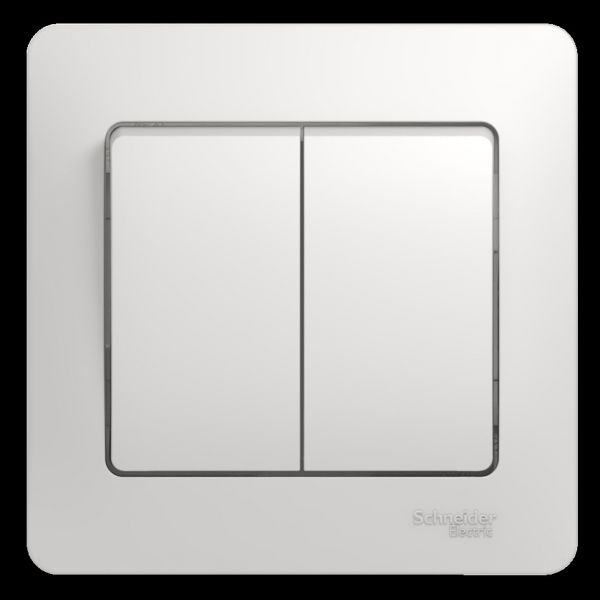 GLOSSA Выключатель двухклавишный в сборе белый сх.5