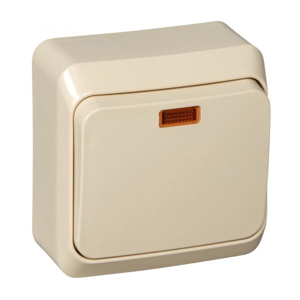ЭТЮД Переключатель одноклавишный наружный с подсветкой бежевый