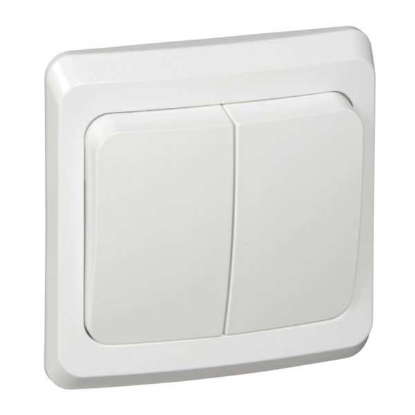 ЭТЮД Выключатель двухклавишный скрытый с подсветкой белый сх.5