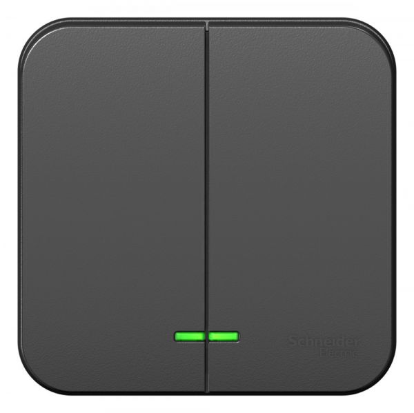 BLANCA двухклавишный выключатель наружный (cх.5) с подсветкой, 10A, 250B, антрацит