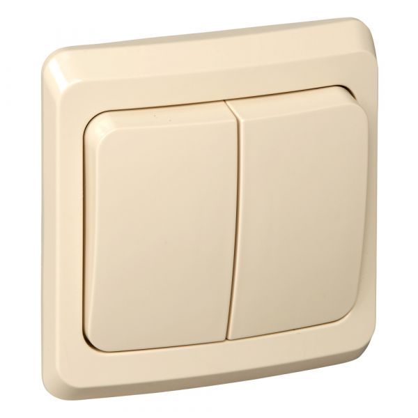 ЭТЮД Выключатель двухклавишный скрытый с подсветкой бежевый сх.5