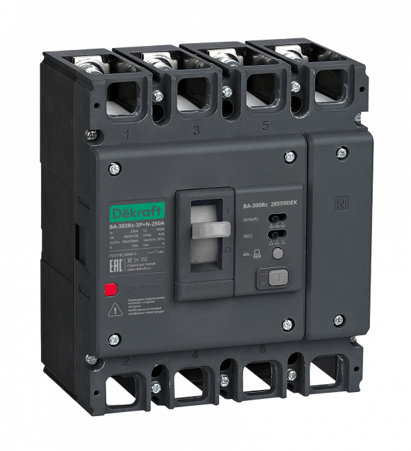 Автоматический выключатель силовой ВА-303Rc Sel 3P+N 200А 50кА 100/300/500мА 0,4/0,5/1с