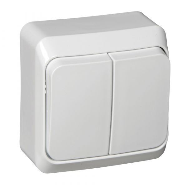 ЭТЮД Выключатель двухклавишный наружный белый сх.5