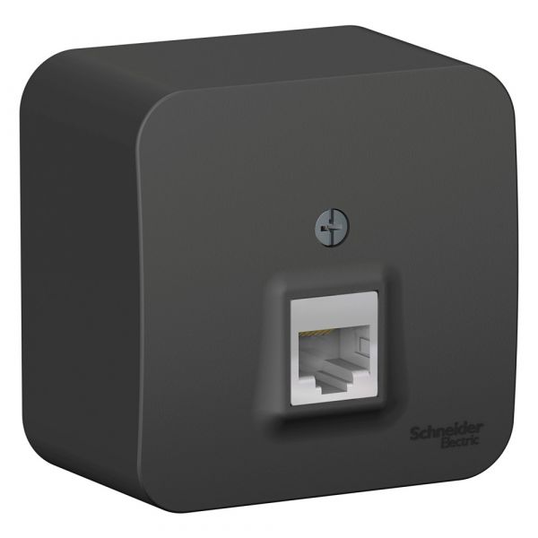 Розетка BLANCA наружная компьютерная RJ45, кат.5e, с изолирующей пластиной, антрацит