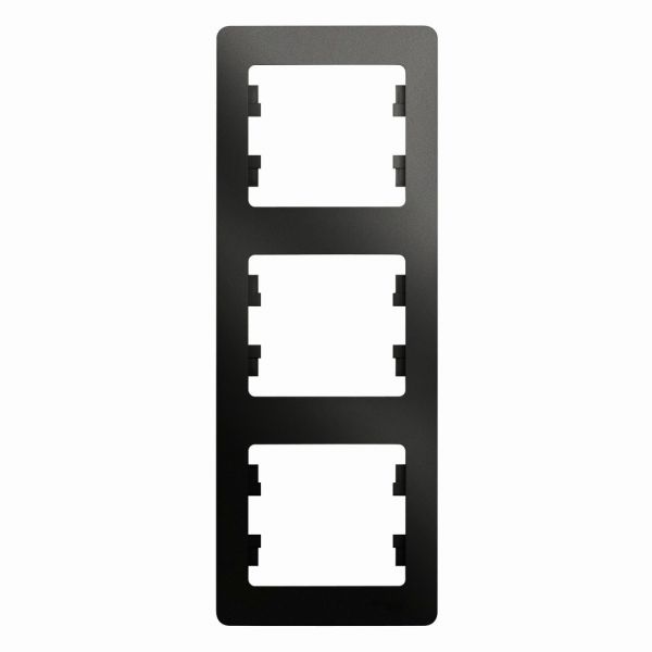 GLOSSA Рамка 3 поста вертикальная антрацит