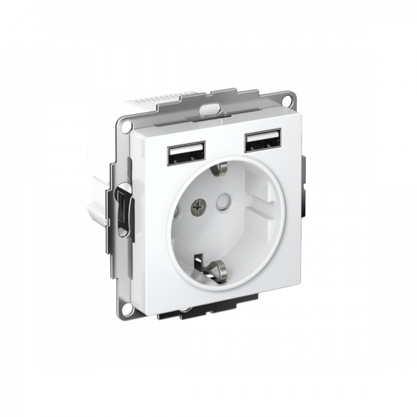 ATLASDESIGN РОЗЕТКА 16А с 2 USB A+A, 5В/2,4А, 2х5В/1,2А, механизм, БЕЛЫЙ