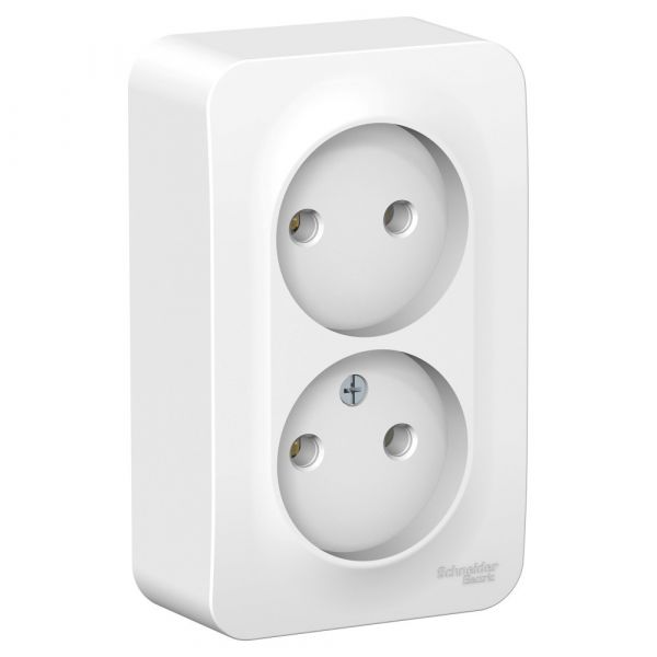 BLANCA  розетка наружная  двойная без зазем. без штор., монт.пл., 16А, 250В, белый, рос