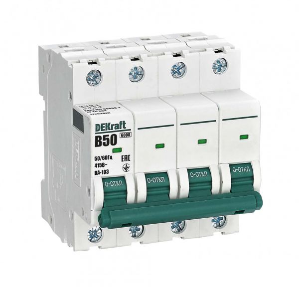 Выключатель автоматический ВА-103 4P 50А B 6кА новый