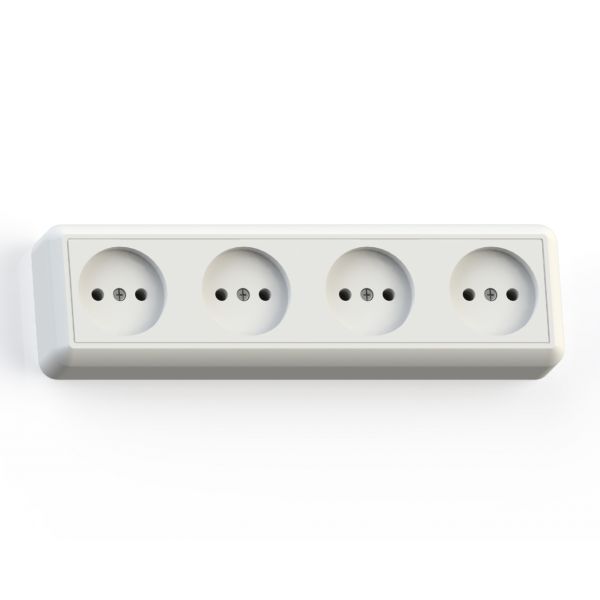 ОПТИМА Розетка открытой установки четырехместная, 16А  РА16-402, белая