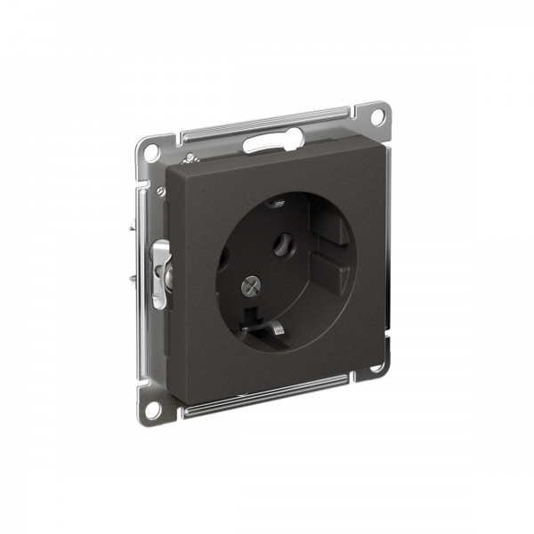ATLASDESIGN РОЗЕТКА с заземлением, 16А, механизм, БАЗАЛЬТ