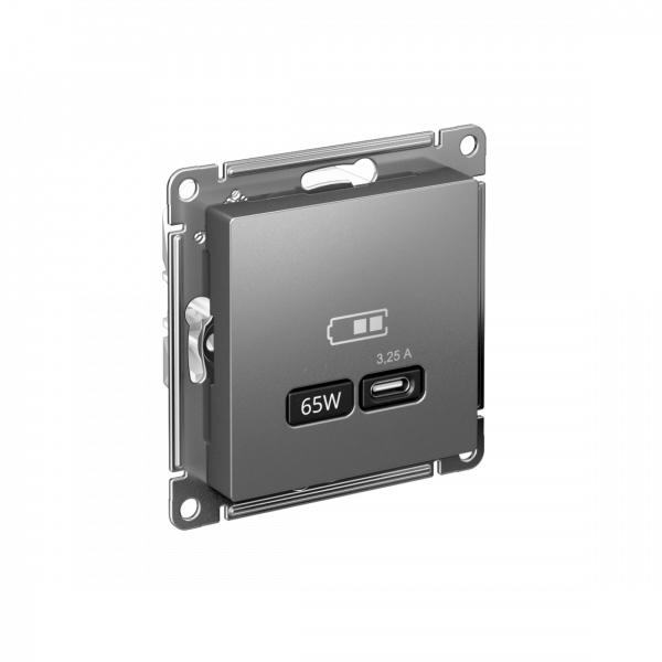 ATLASDESIGN USB РОЗЕТКА тип-C 65W высокоскор.заряд. QC, PD, механизм, СТАЛЬ