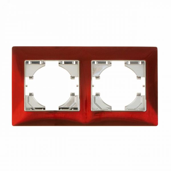 Рамка 2-местная Bravo цинк, тёмно-красный