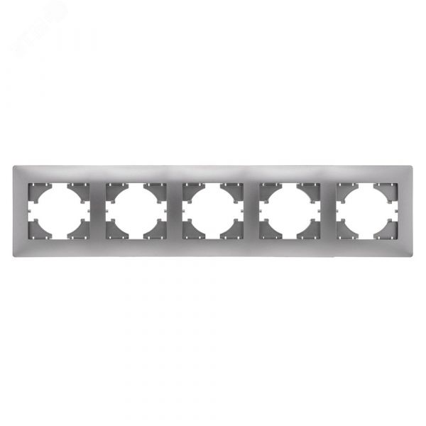 Рамка Bravo 5-местная, серебро