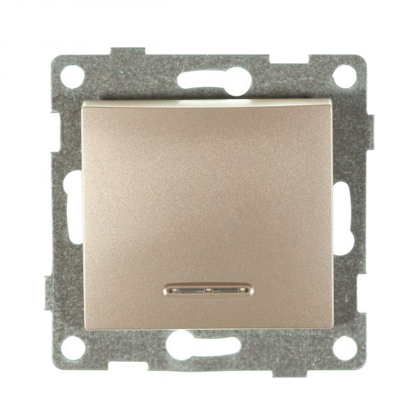 Выключатель одноклавишный Bravo инд, механизм, 10А, 250В, шампань