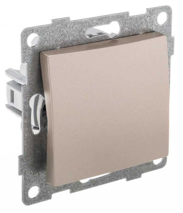 Выключатель переключатель проходной Bravo 1кл, механизм, 10А, 250В, шампань