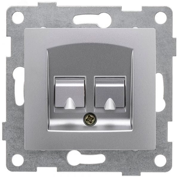 Розетка компьютерная RJ45 Bravo, механизм, одинарный, серебро