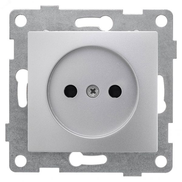 Розетка однопостовая Bravo б/з с з/ш, механизм, 16А, 250В, серебро