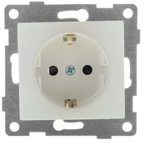 Розетка однопостовая Bravo с/з с з/ш, механизм, 16А, 250В, жемчуг