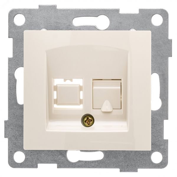 Розетка телефонная RJ12 Bravo, механизм, одинарный, бежевый