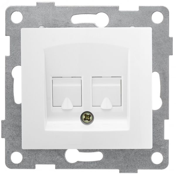 Розетка телефонная RJ12 Bravo, механизм, двойной, белый