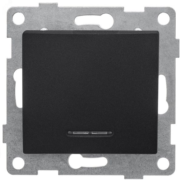 Выключатель одноклавишный Bravo инд, механизм, 10А, 250В, графит