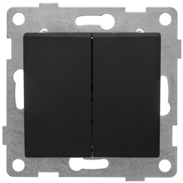 Выключатель двухклавишный Bravo, механизм, 10А, 250В, графит