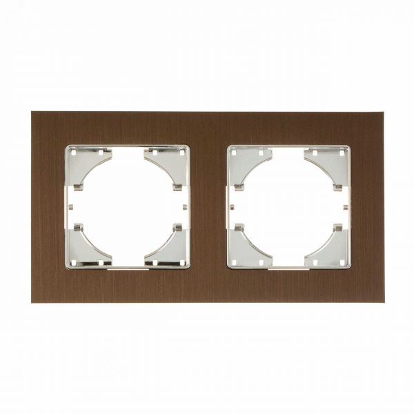 Рамка Ugra 2-местная алюминий,  коричневый