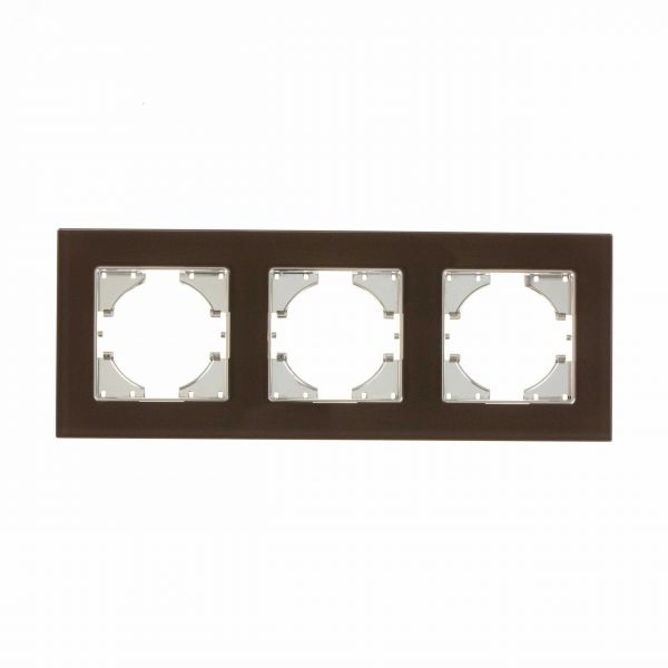 Рамка 3-местная Ugra стекло, коричневый