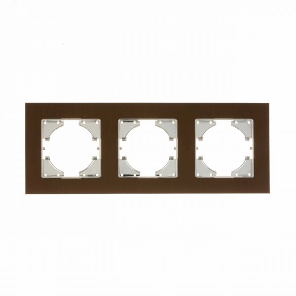 Рамка 3-местная Ugra алюминий, коричневый