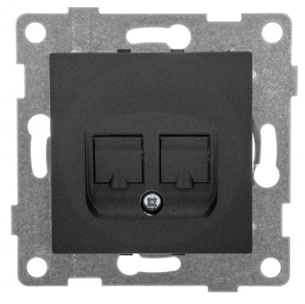 Розетка компьютерная и телефонная RJ45, RJ12 Ugra, механизм, графит